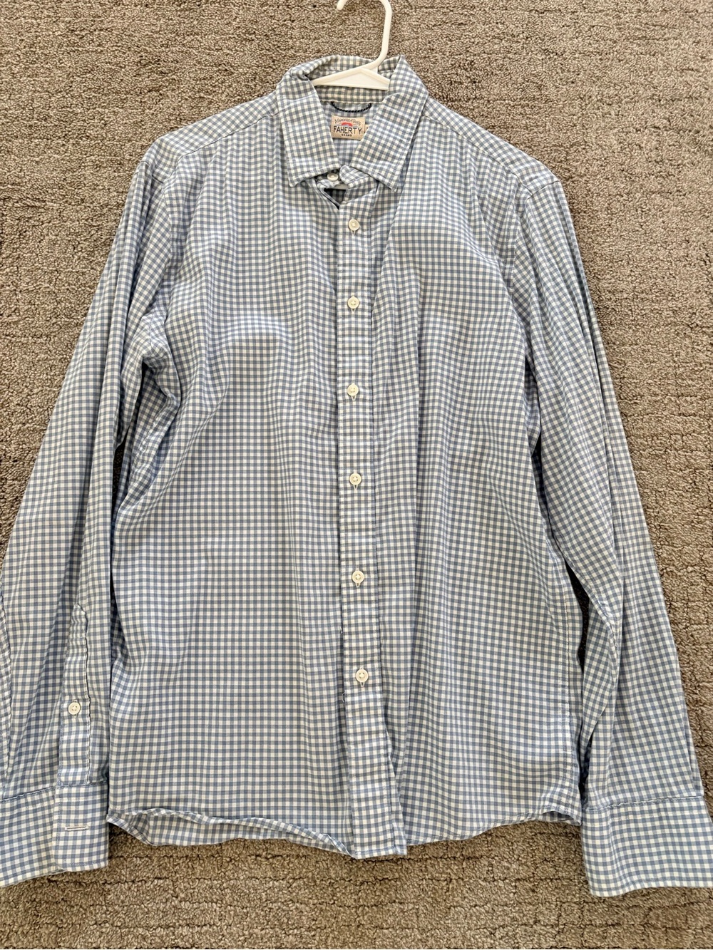 Faherty Movement Blue Gingham Shirt - Size Medium